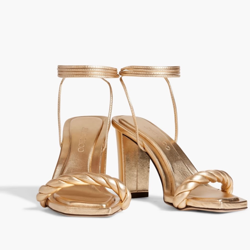 Jimmy Choo Diosa 85 twisted mirrored-leather sandals